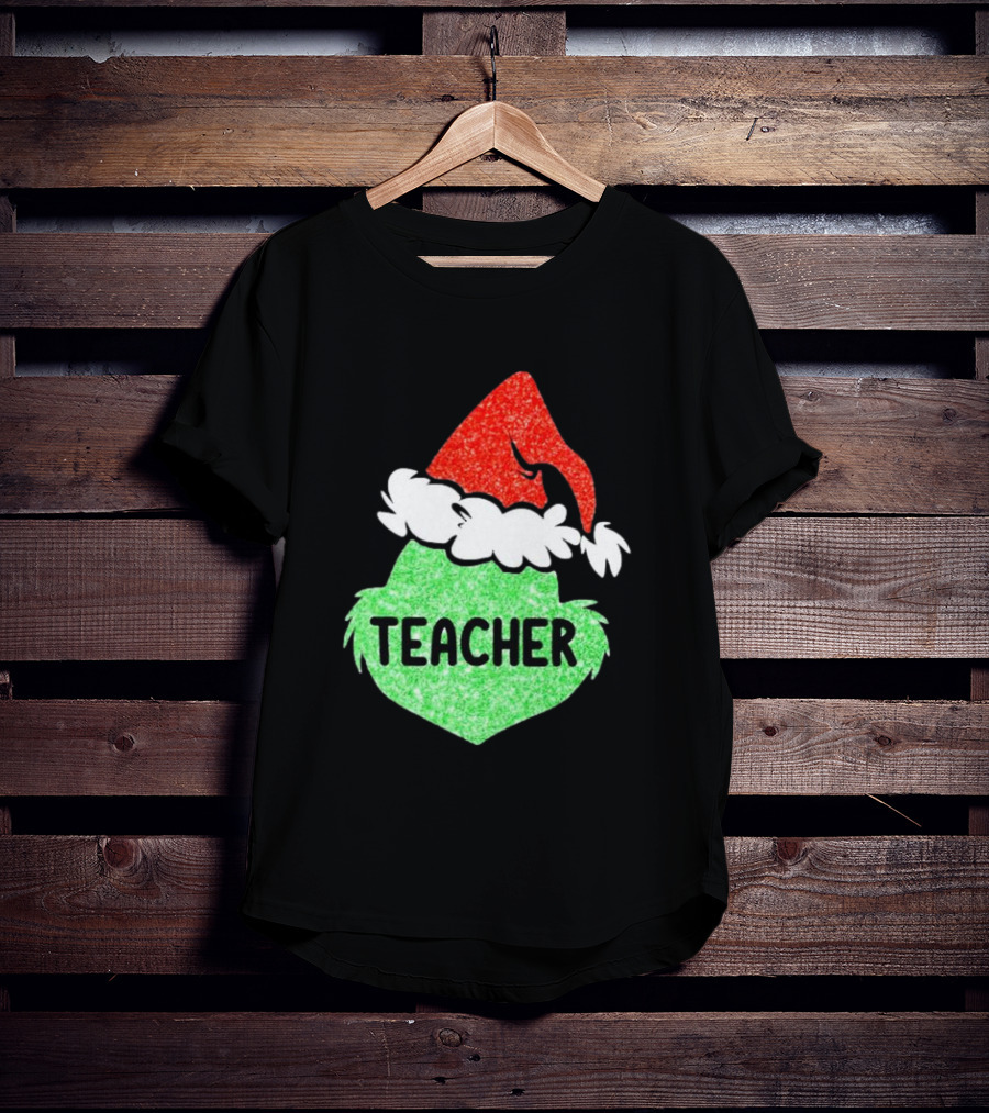 Santa Grinch Hat Teacher Christmas Holiday T-Shirt