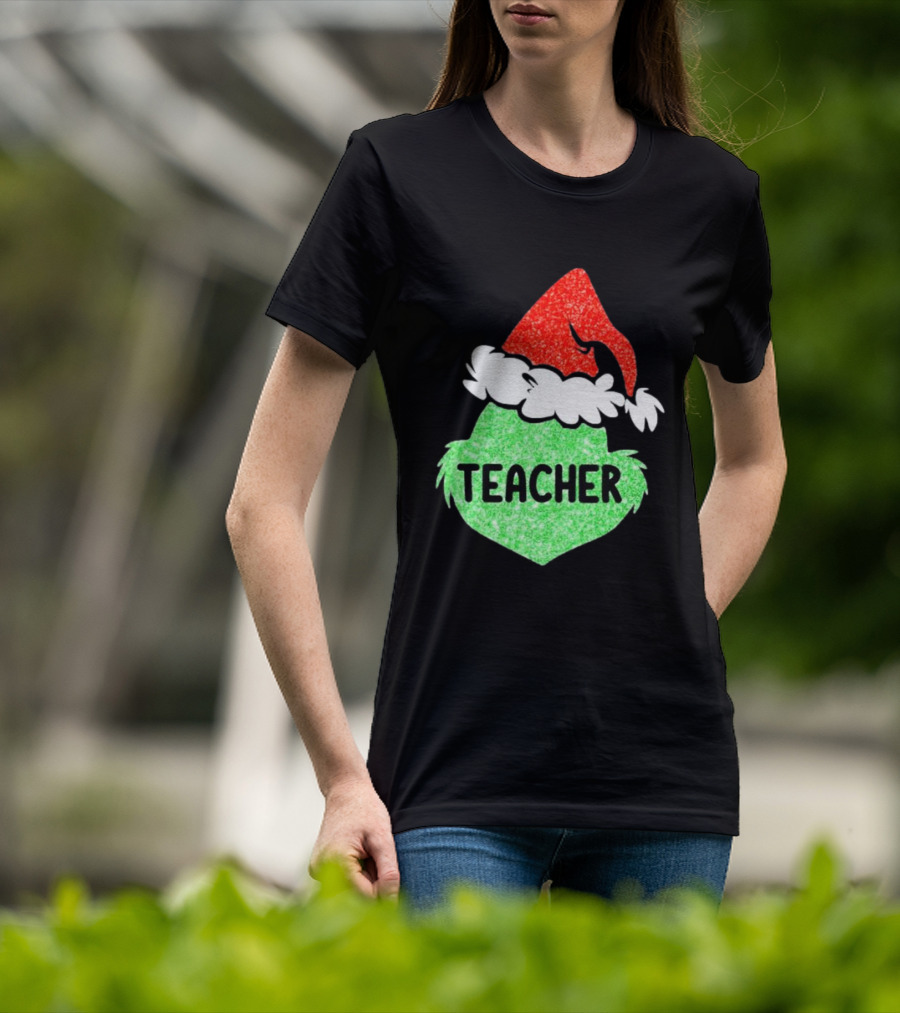 Santa Grinch Hat Teacher Christmas Holiday T-Shirt