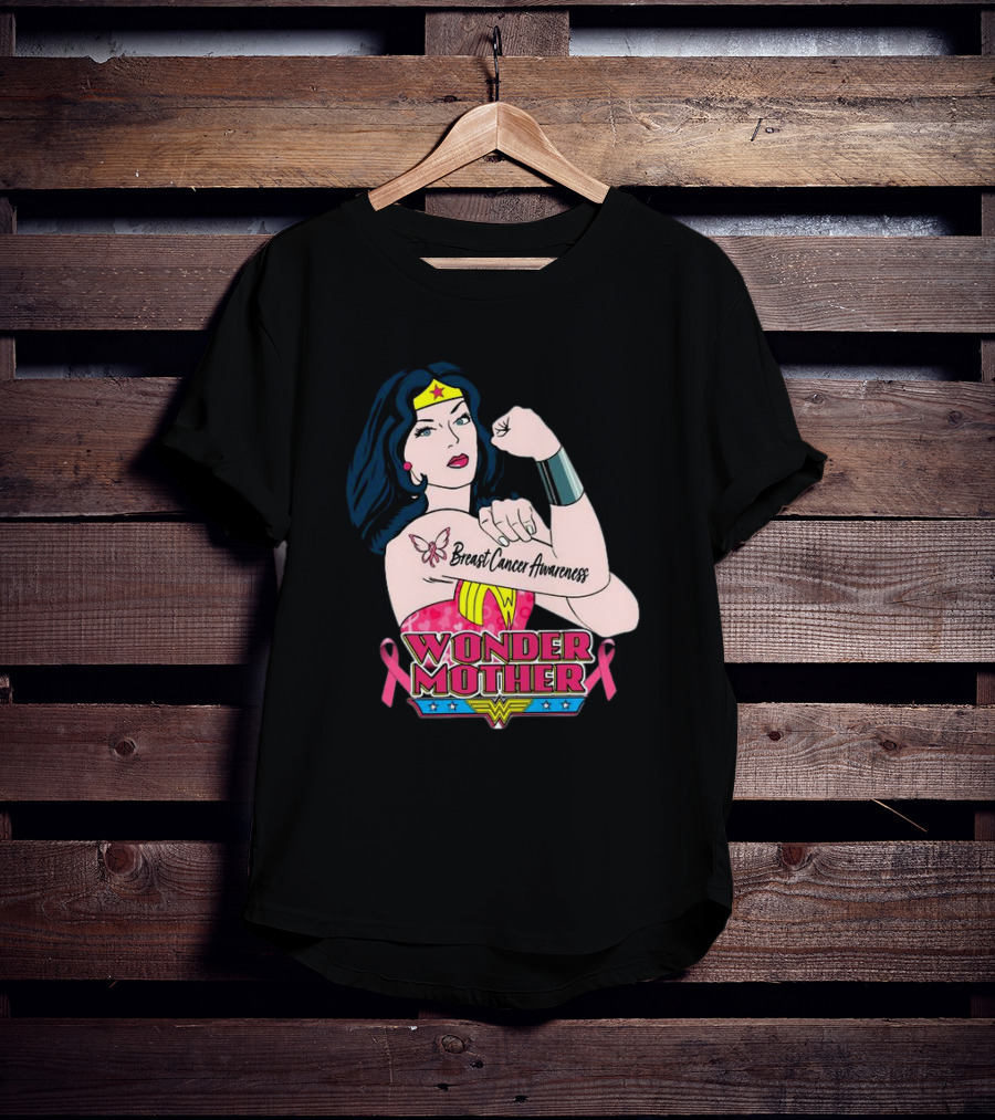 Wonder Woman Breast Cancer Awareness Wonder Mother Pink T-Shirt