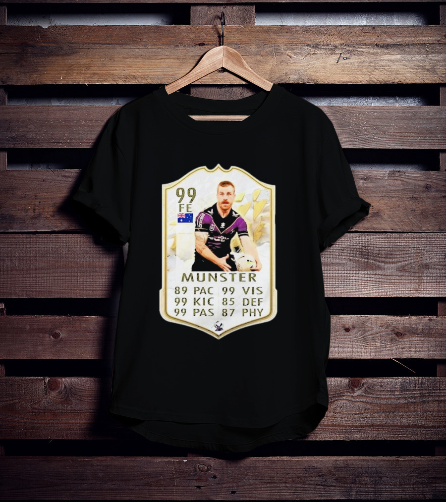 Melbourne Storm Cameron Munster Sports Card PAC VIS KIC DEF PAS PHY T-Shirt