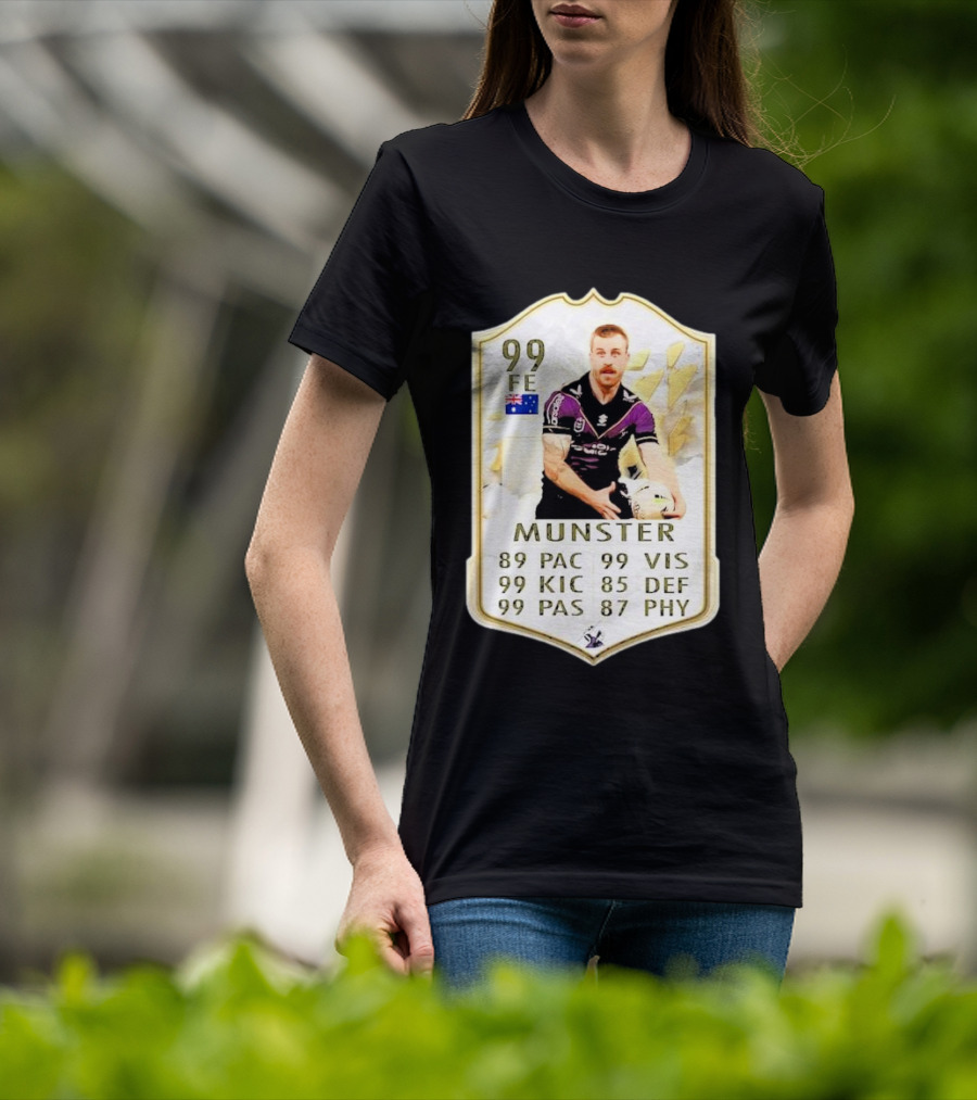 Melbourne Storm Cameron Munster Sports Card PAC VIS KIC DEF PAS PHY T-Shirt