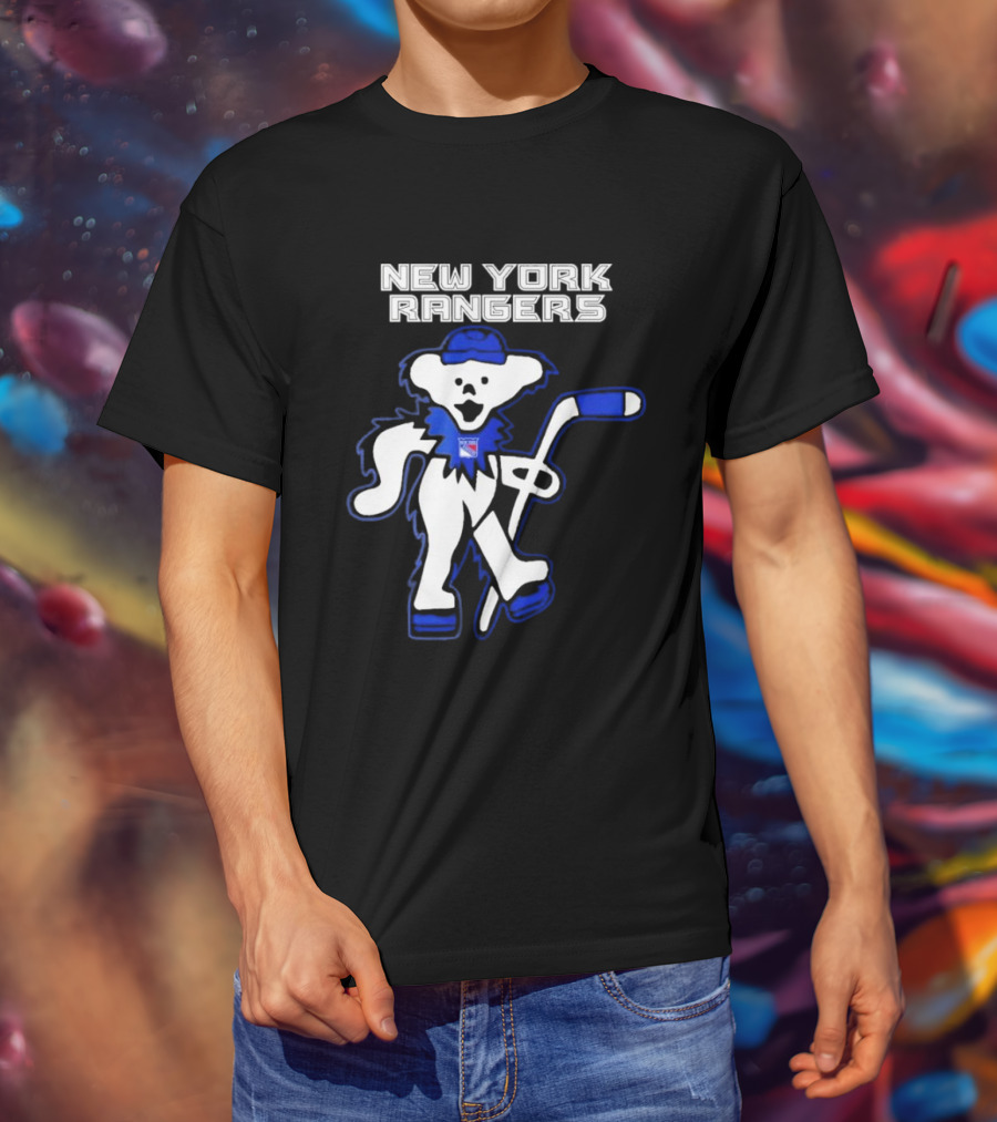 New York Rangers Grateful Dead Dancing Bear Hockey T-Shirt