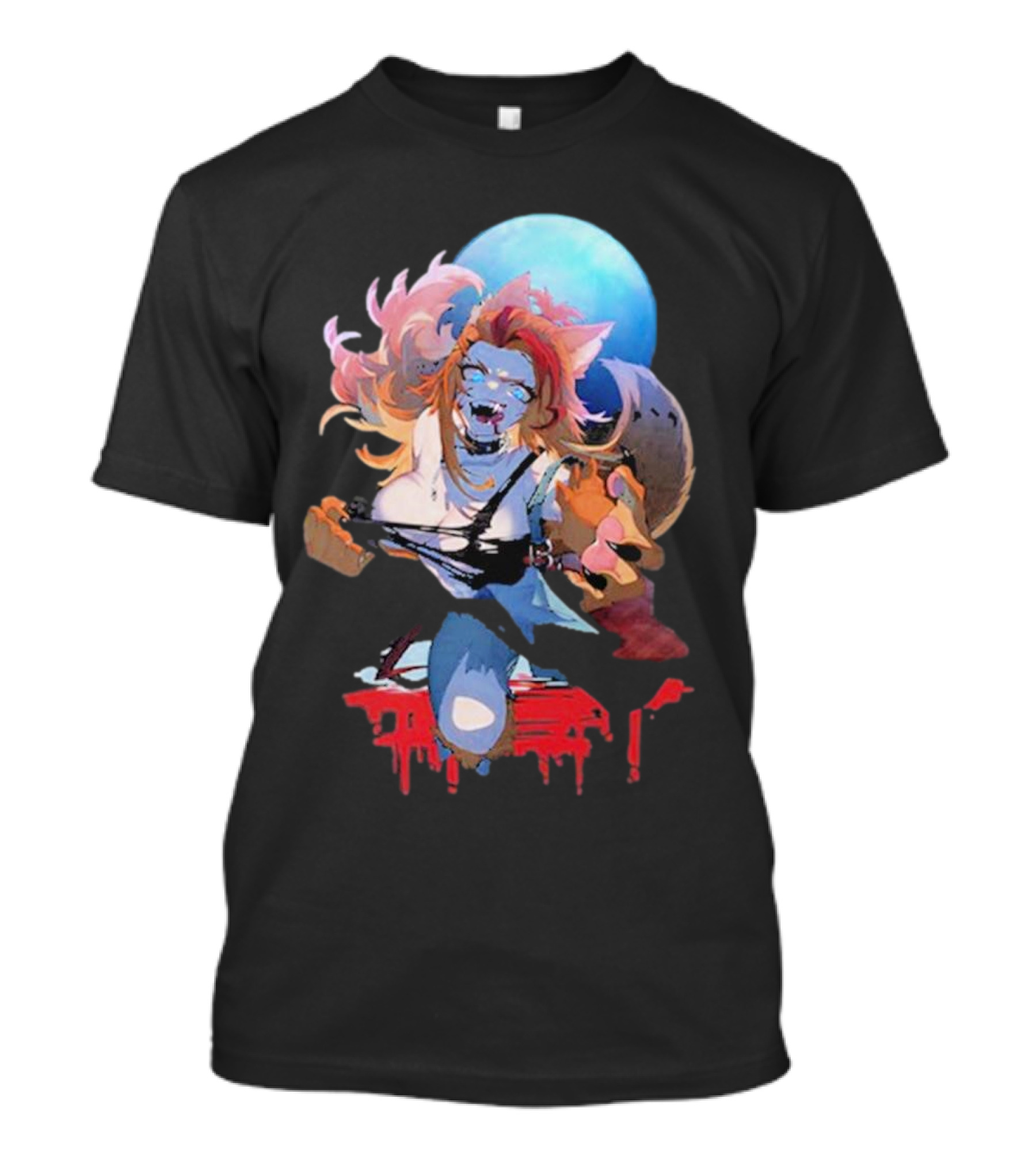 Buffpup Bloody Howl Werewolf Moon Guitar Blood Red T-Shirt