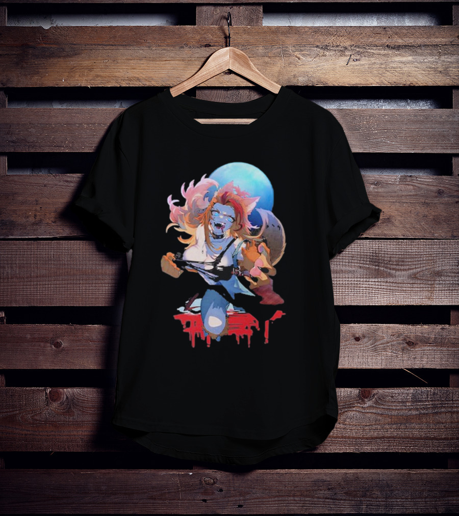 Buffpup Bloody Howl Werewolf Moon Guitar Blood Red T-Shirt
