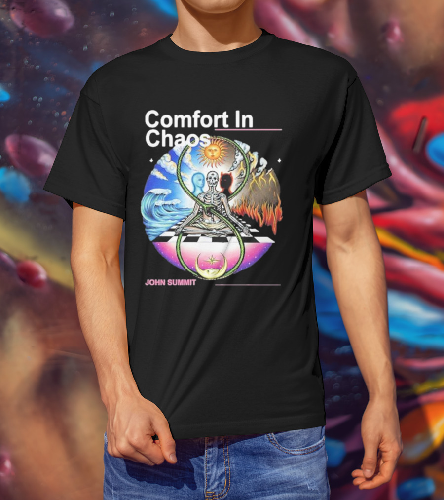 Comfort In Chaos John Summit The Good And The Evil Sun Moon Skeleton T-Shirt