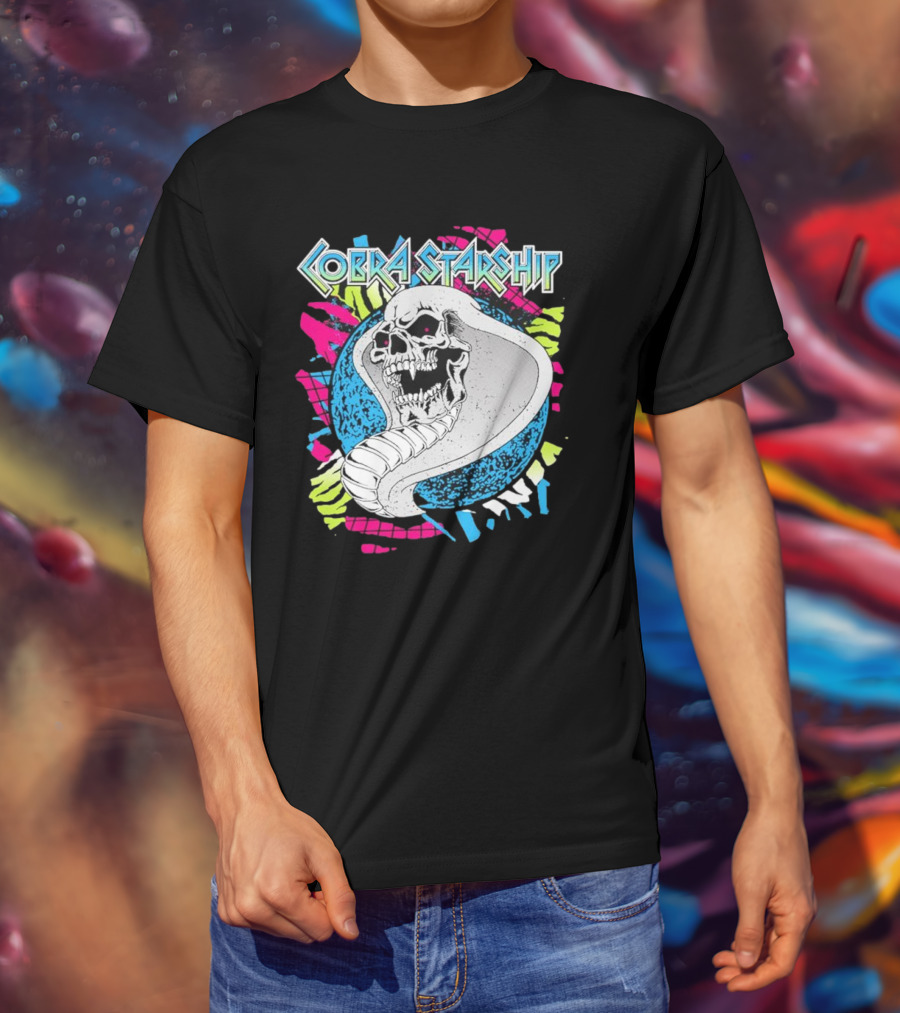 Cobra Starship Skull Cobra Neon Colors T-Shirt
