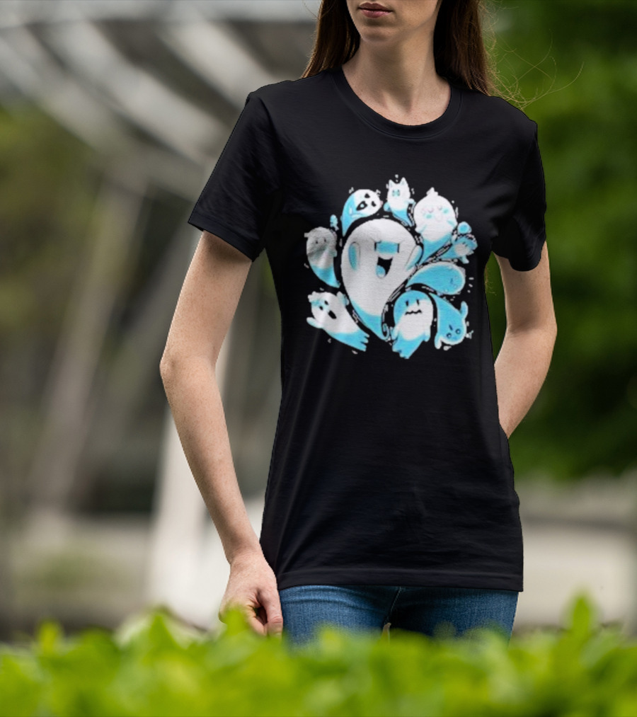 Ghostly Gathering Alexandra Sketch Spooky Blue Spirits T-Shirt
