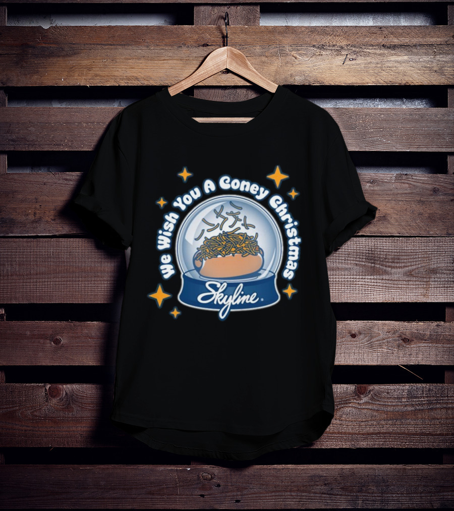 We Wish You A Coney Christmas Snow Globe Skyline Chili T-Shirt