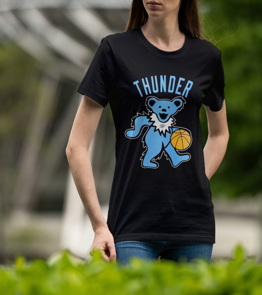 Oklahoma City Thunder Grateful Dead Dancing Bear Basketball T-Shirt