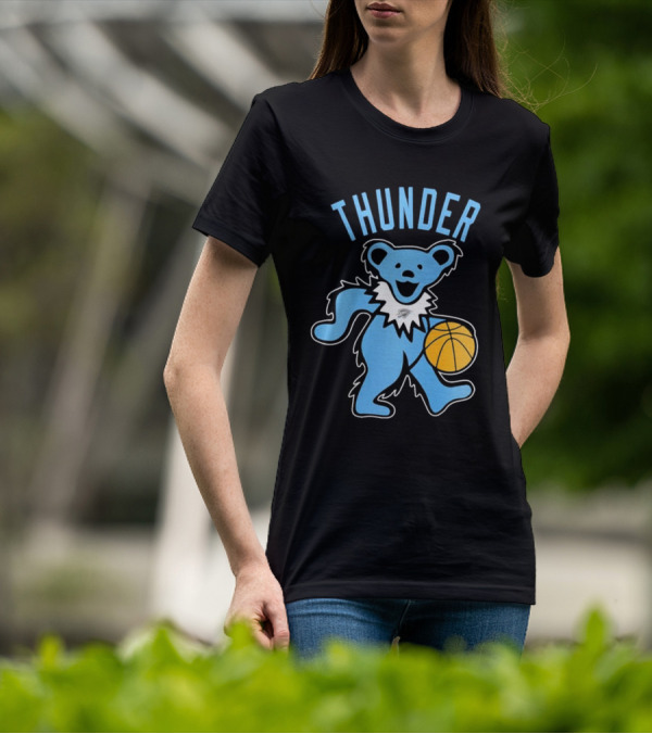 Oklahoma City Thunder Grateful Dead Dancing Bear Basketball T-Shirt