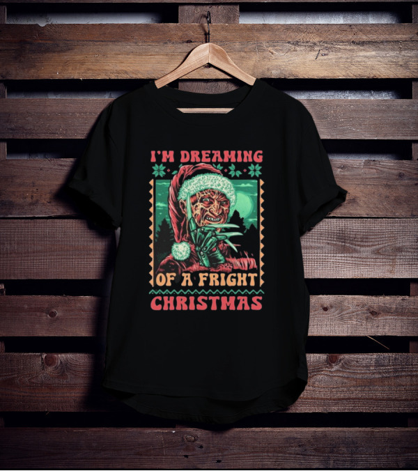 I’m Dreaming Of A Fright Christmas Santa Horror Claws Moon Holiday Scary Night T-Shirt