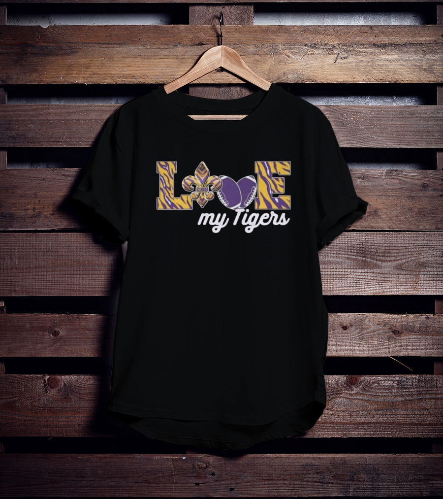 LSU Tigers Love My Tigers Fleur-de-Lis Football T-Shirt