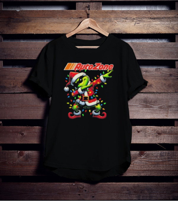 Santa Grinch Dabbing With AutoZone Logo Merry Christmas T-Shirt