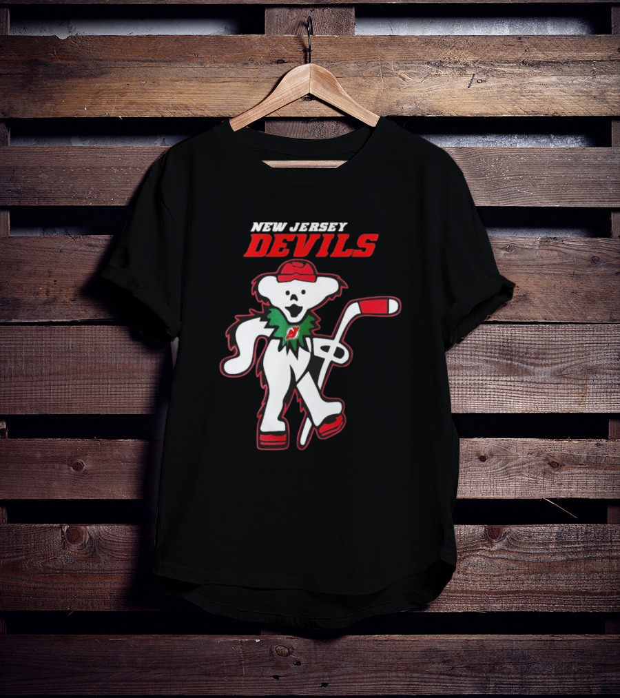 New Jersey Devils Hockey Grateful Dead Bear T-Shirt