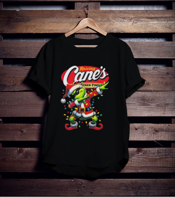 Grinch Santa Dabbing Raising Cane’s Chicken Fingers Christmas T-Shirt