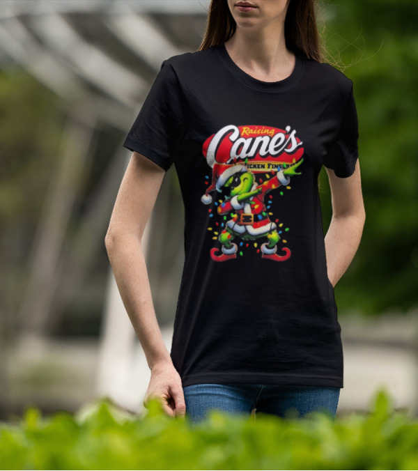 Grinch Santa Dabbing Raising Cane’s Chicken Fingers Christmas T-Shirt