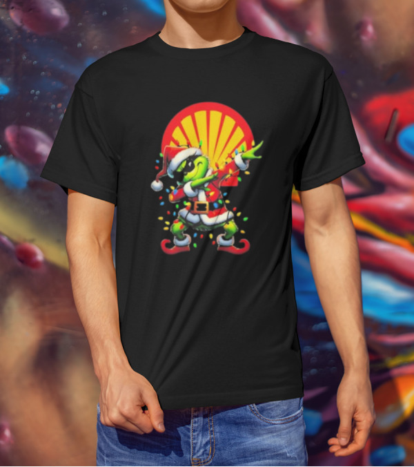 Santa Grinch Dabbing Shell Christmas Lights T-Shirt