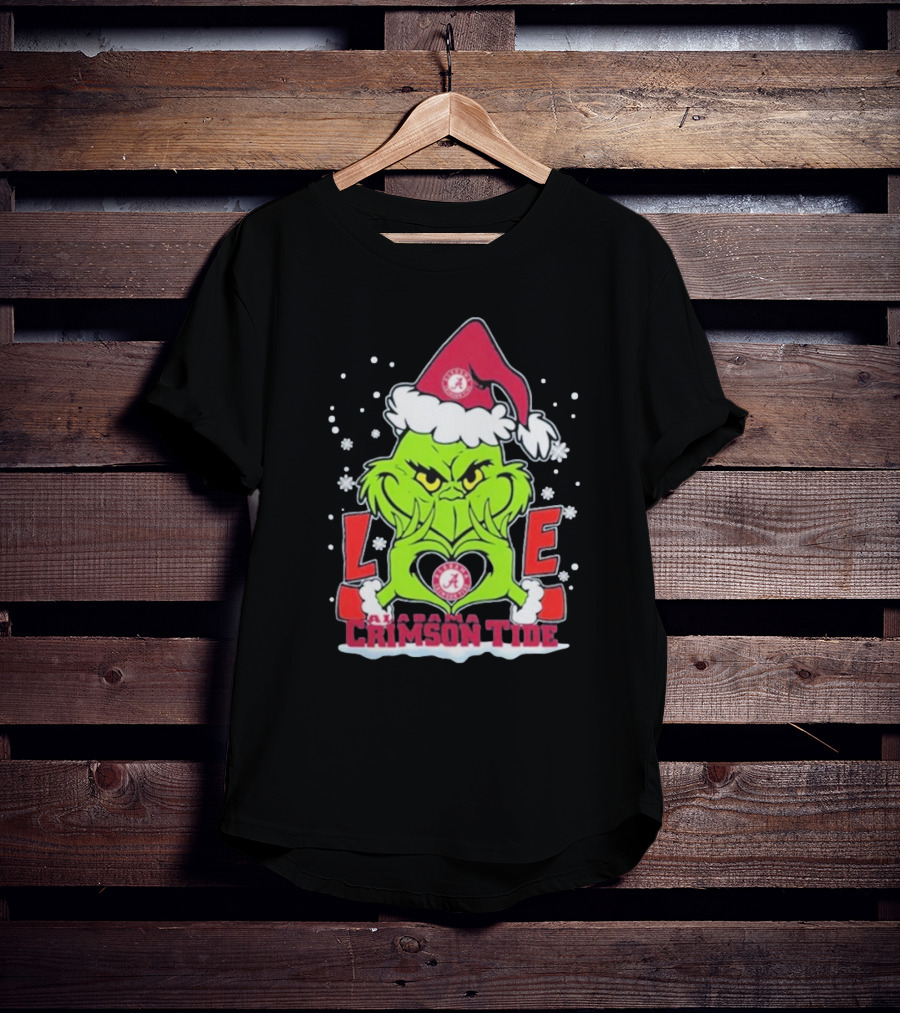 The Grinch Love Crimson Tide Alabama Football Christmas T-Shirt