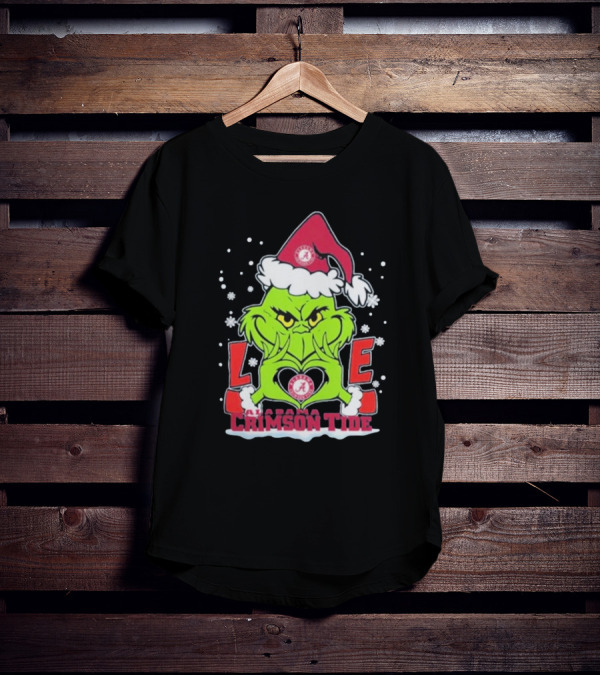 The Grinch Love Crimson Tide Alabama Football Christmas T-Shirt