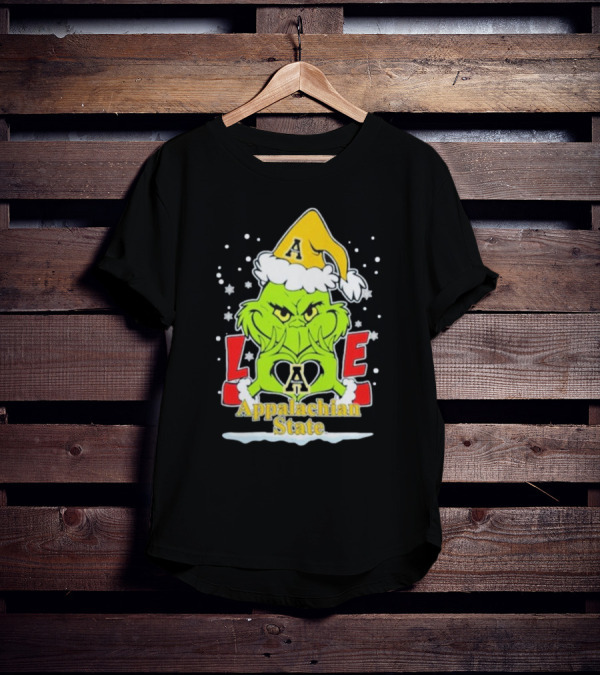 The Grinch Love Appalachian State Christmas Football T-Shirt