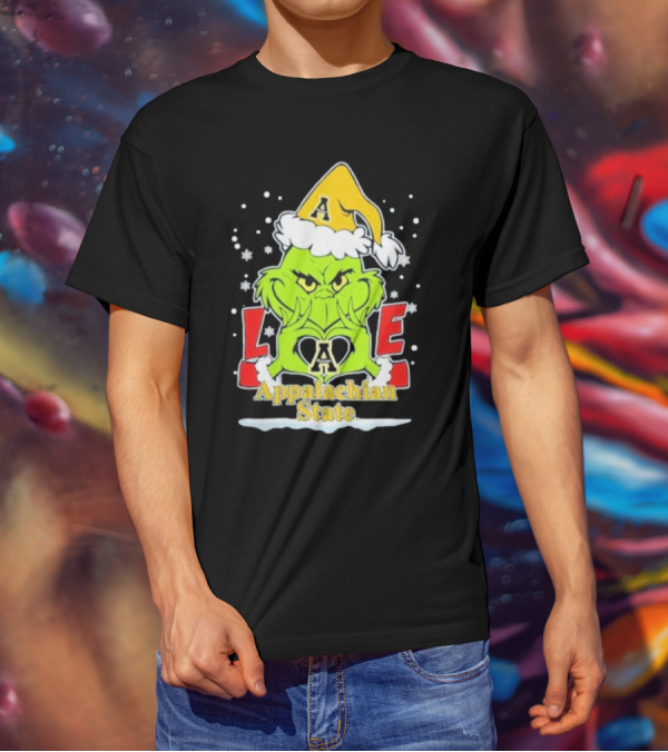 The Grinch Love Appalachian State Christmas Football T-Shirt