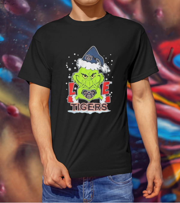 The Grinch Love Auburn Tigers Christmas Football T-Shirt