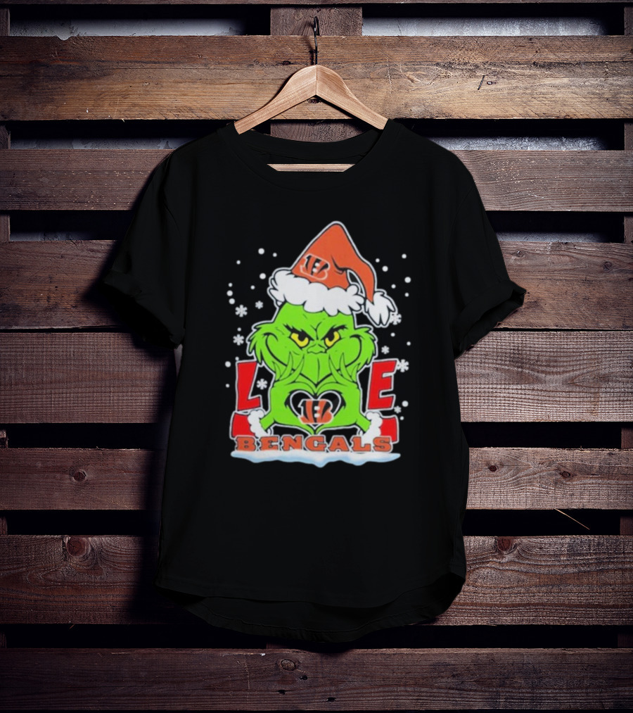 Grinch Love Cincinnati Bengals Christmas Football T-Shirt