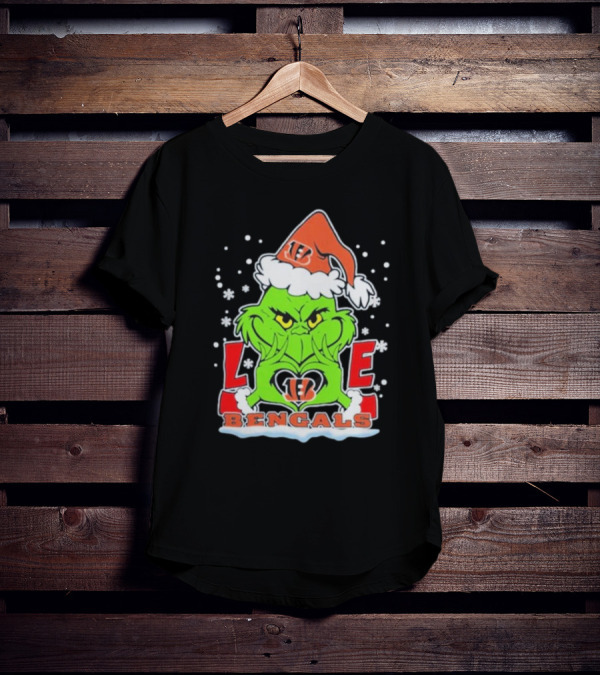 Grinch Love Cincinnati Bengals Christmas Football T-Shirt