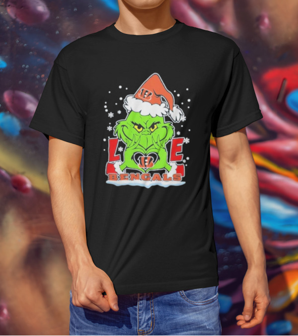 Grinch Love Cincinnati Bengals Christmas Football T-Shirt