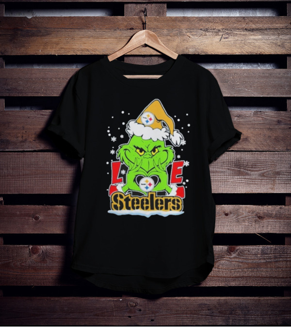 The Grinch Love Steelers Football Christmas T-Shirt