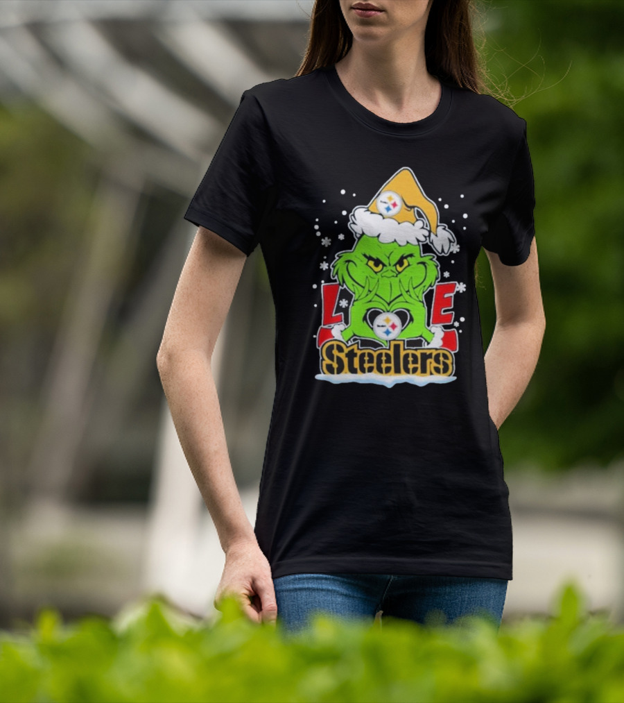 The Grinch Love Steelers Football Christmas T-Shirt