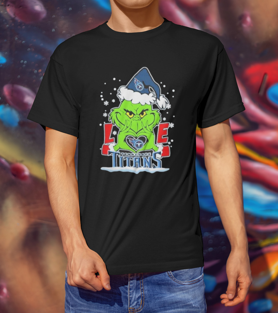 Grinch Love Tennessee Titans Football Christmas T-Shirt