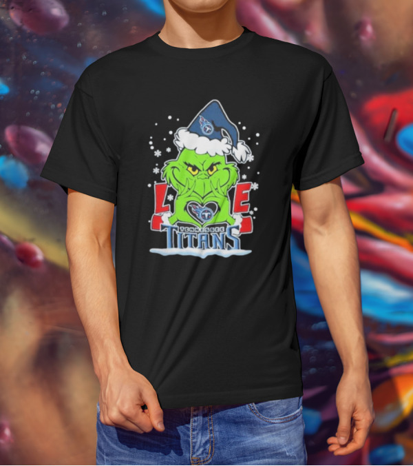 Grinch Love Tennessee Titans Football Christmas T-Shirt