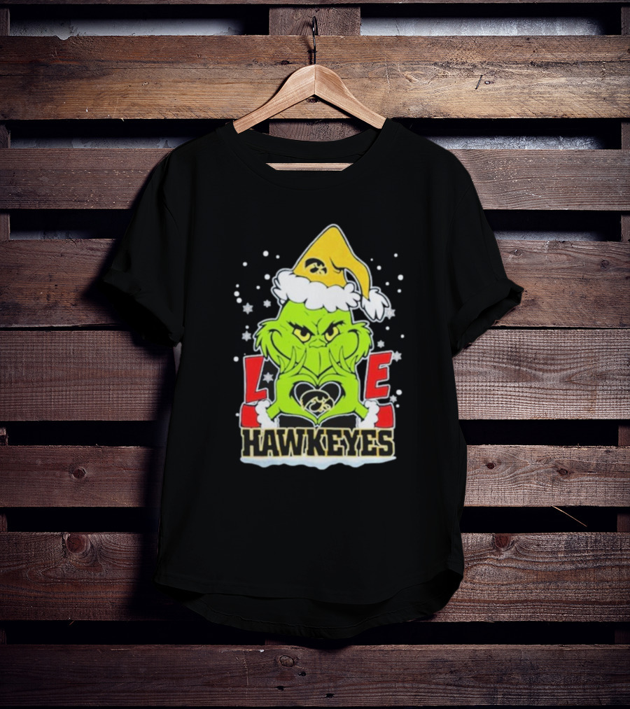 Grinch Love Hawkeyes Christmas Iowa Hawkeyes Football T-Shirt