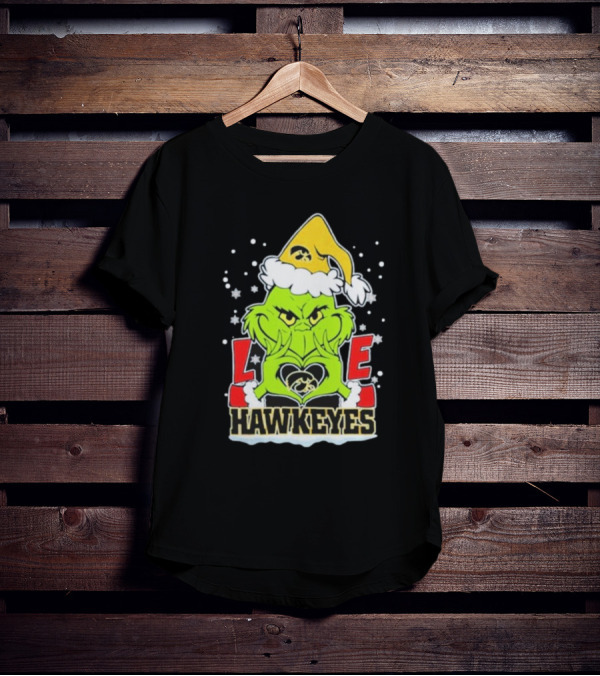 Grinch Love Hawkeyes Christmas Iowa Hawkeyes Football T-Shirt