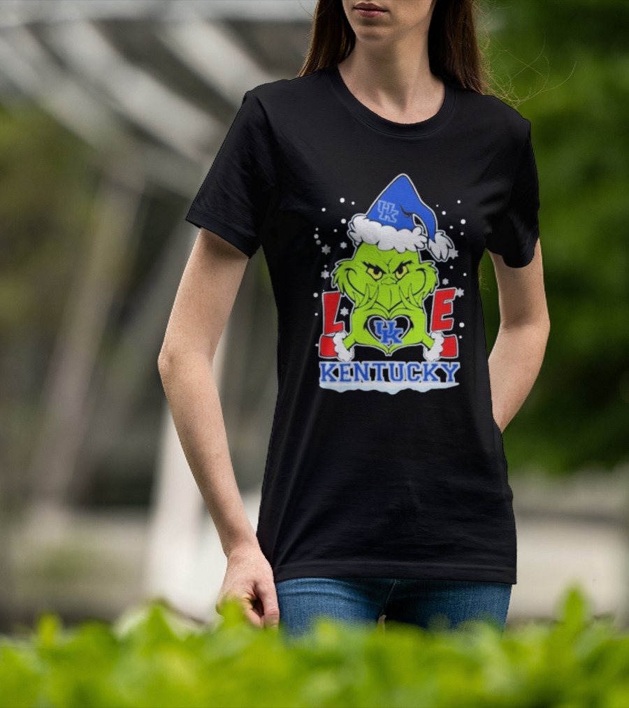 Grinch Love Kentucky Wildcats Football Christmas T-Shirt