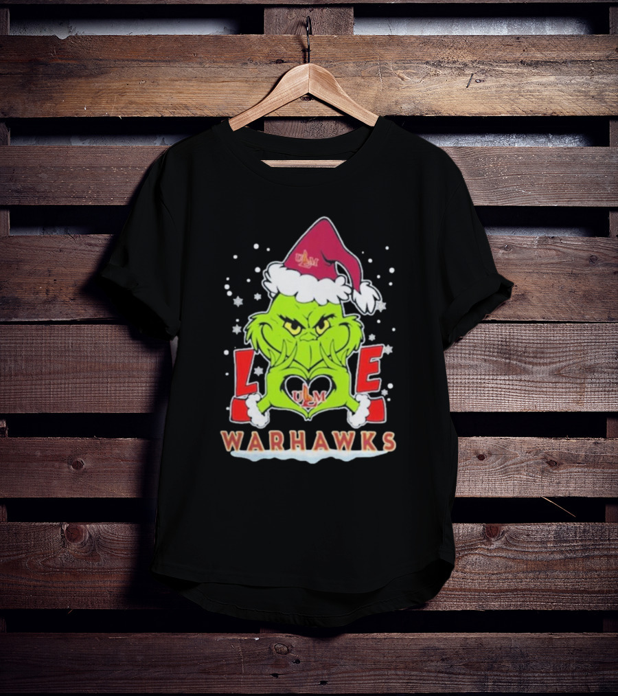 ULM Warhawks Football Grinch Love Christmas T-Shirt