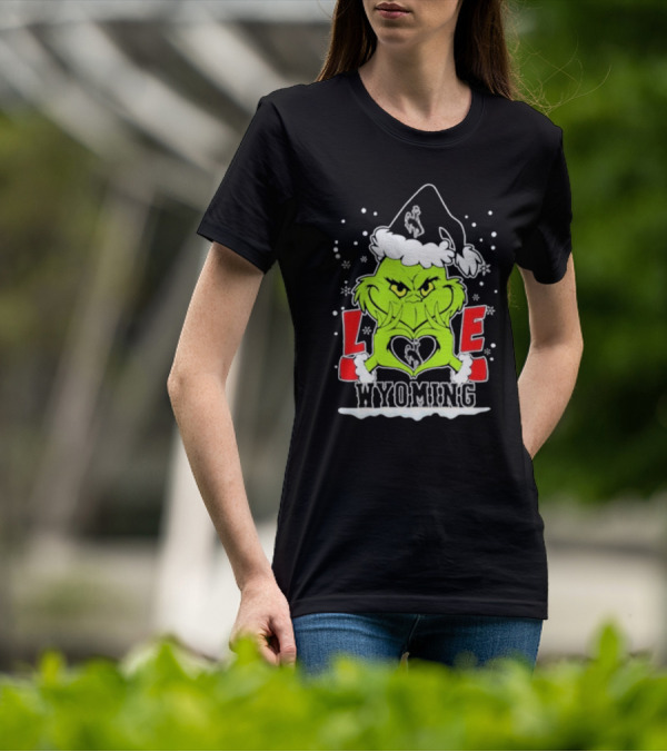 The Grinch Love Wyoming Cowboys Christmas T-Shirt