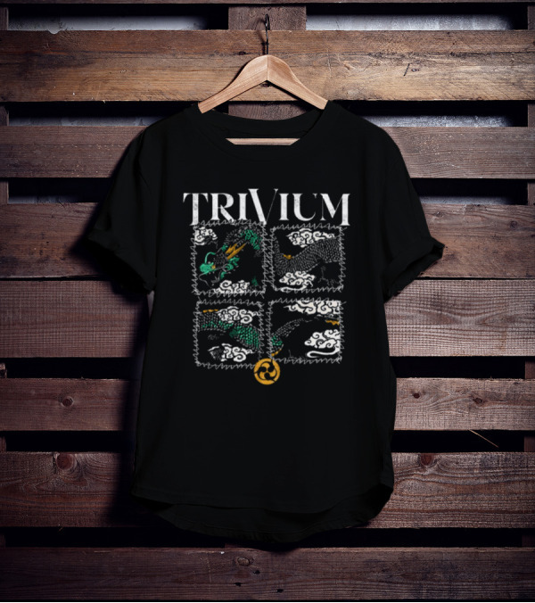 Trivium Dragon Cloud Patchwork With Spiraling T-Shirt