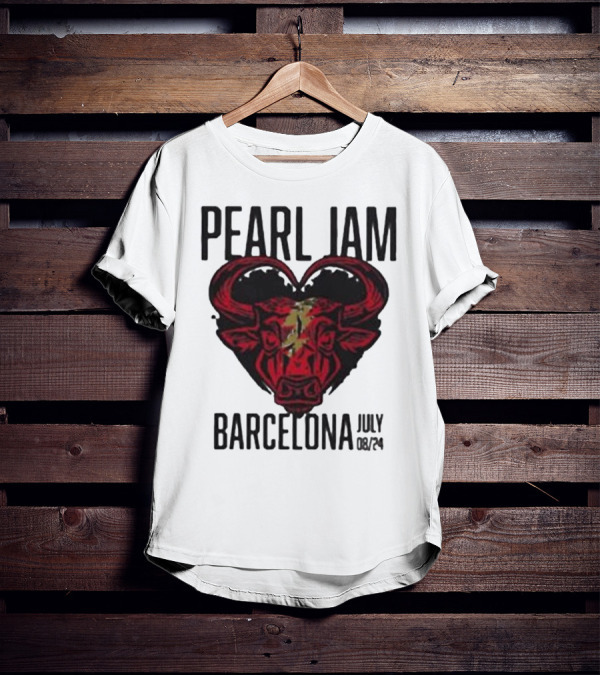 Pearl Jam Barcelona July 08/24 Bull Artwork Concert Event T-Shirt