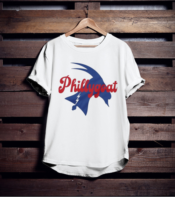 Phillygoat Red Script With Blue Goat And Lightning Bolt Elements T-Shirt