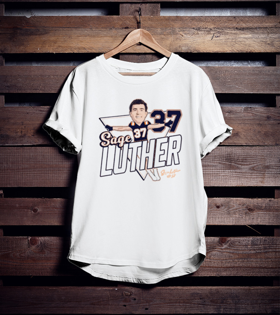 Sage Luther 37 Illinois Football Caricature Signature NCAA T-Shirt