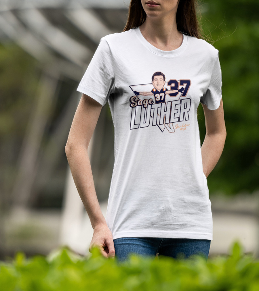 Sage Luther 37 Illinois Football Caricature Signature NCAA T-Shirt