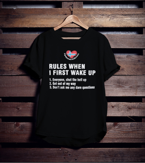 Rules When I First Wake Up Norwegian Flag Heart List T-Shirt
