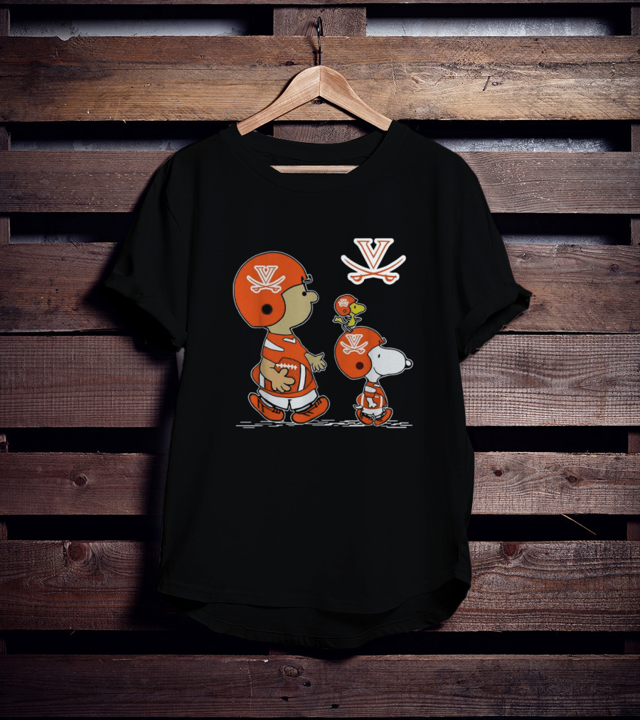 Charlie Brown Snoopy Woodstock Virginia Cavaliers Football T-Shirt