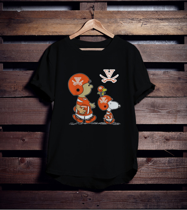Charlie Brown Snoopy Woodstock Virginia Cavaliers Football T-Shirt