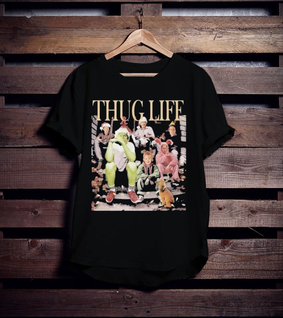 THUG LIFE Merry Christmas Grinch And Holiday Movie Icons T-Shirt