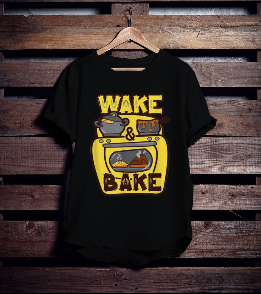 Wake Bake Thanksgiving Turkey Feast Meal Dinner Chef Funny Cooking T-Shirt