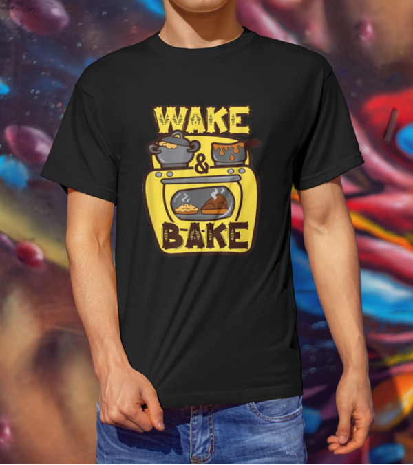 Wake Bake Thanksgiving Turkey Feast Meal Dinner Chef Funny Cooking T-Shirt