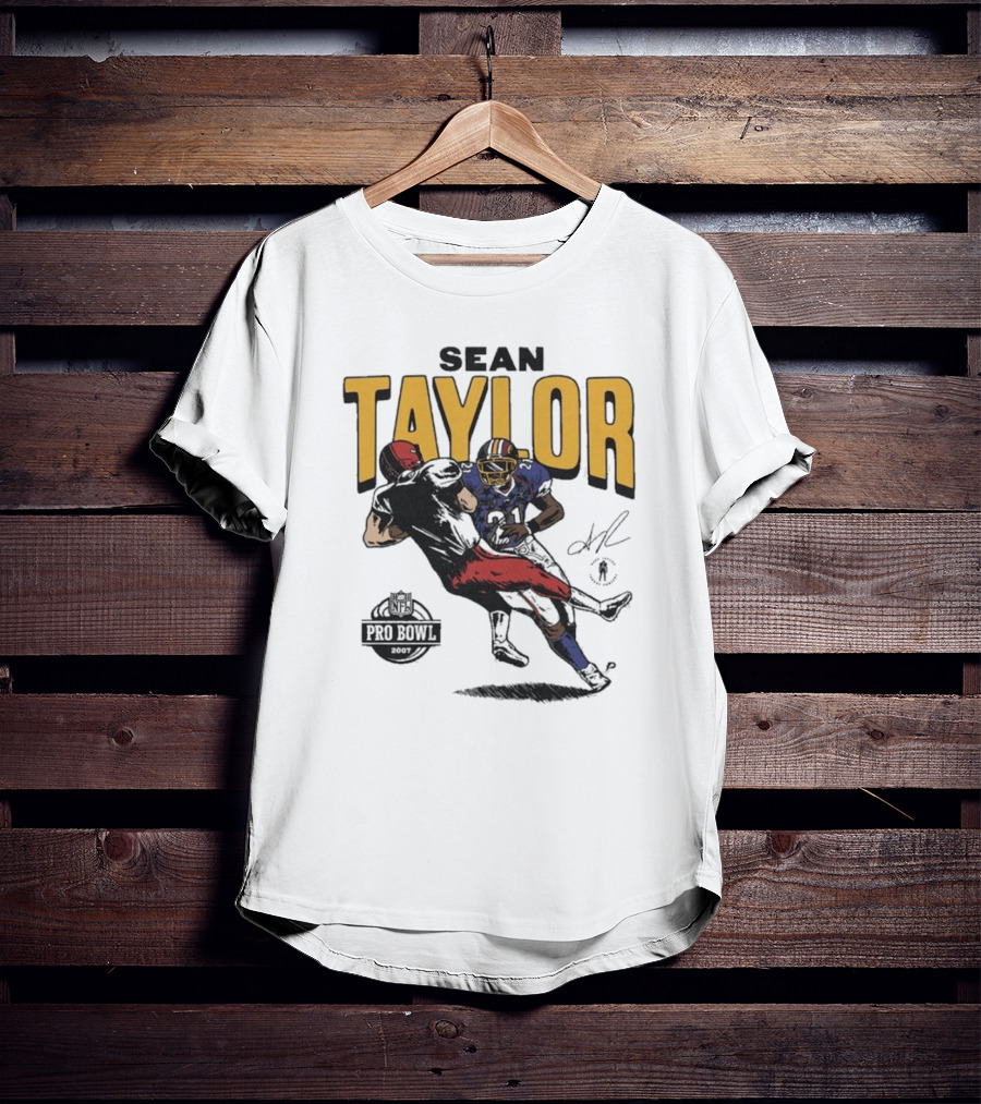 Sean Taylor NFL Pro Bowl 2007 Caricature Signature Washington Commanders T-Shirt